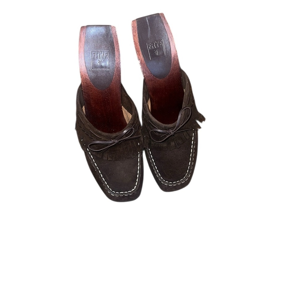 Frye Lacey Brown Suede Loafers Heel Mules Size 11 M